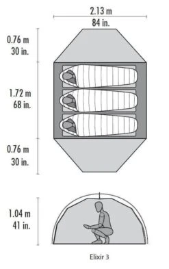 MSR Elixir 3 / 3 Persoons Tent Grijs -Buiten Kamperen 41172 msr elixir 3 3 persoons tent