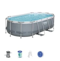 Bestway Zwembad Power Steel Set Ovaal Grijs 427 -Buiten Kamperen 74064 bestway zwembad power steel set ovaal grijs 427