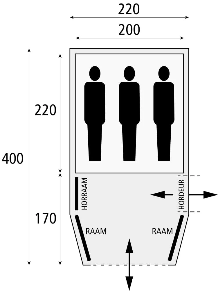 Safarica Blackhawk 220 - 3 Persoons Tent Grijs 2 Safarica Blackhawk 220 - 3 Persoons Tent Grijs - Afbeelding 2