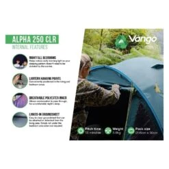 Vango Alpha 250 CLR / 2 Persoons Tent Blauw -Buiten Kamperen 96954 vango alpha 250 clr 2 persoons tent