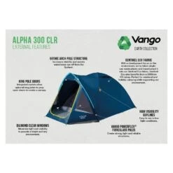 Vango Alpha 300 CLR / 3 Persoons Tent Blauw -Buiten Kamperen 96958 vango alpha 300 clr 3 persoons tent