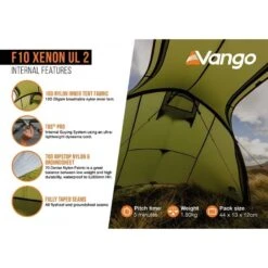 Vango F10 Xenon UL 2 / 2 Persoons Tent Groen -Buiten Kamperen 96975 vango f10 xenon ul 2 2 persoons tent