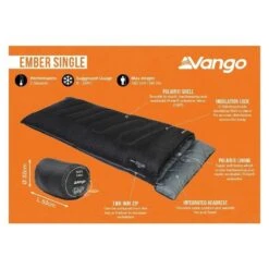 Vango Ember Single Deken Slaapzak Synthetisch Zwart -Buiten Kamperen 96980 vango ember single deken slaapzak